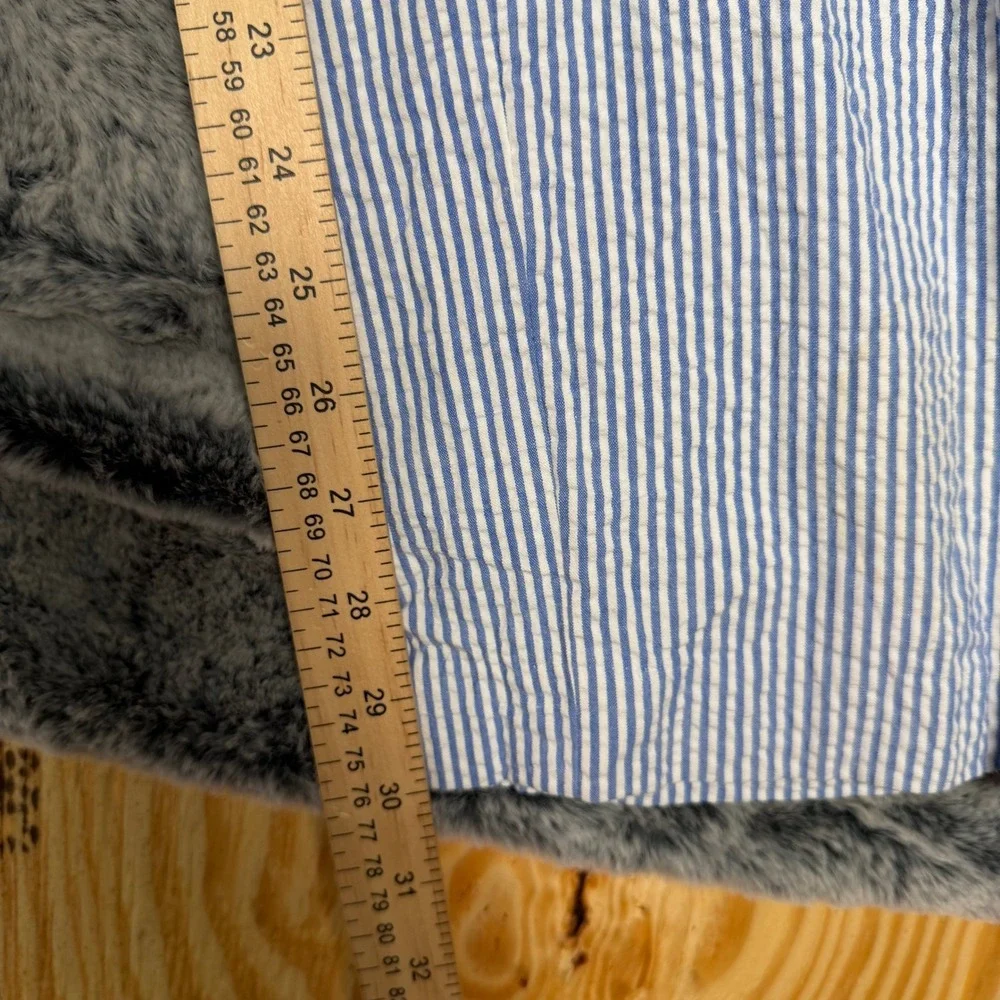 Stafford Mens 40x32 Seersucker Dress Pants Blue White Striped Classic Fit Cotton